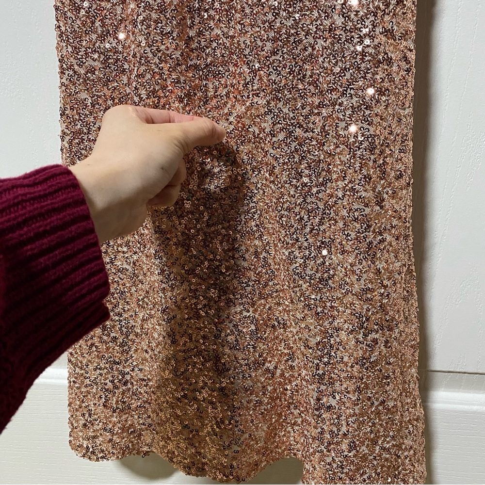 La Femme Sparkling Tan Maxi Dress - Picture 4 of 16